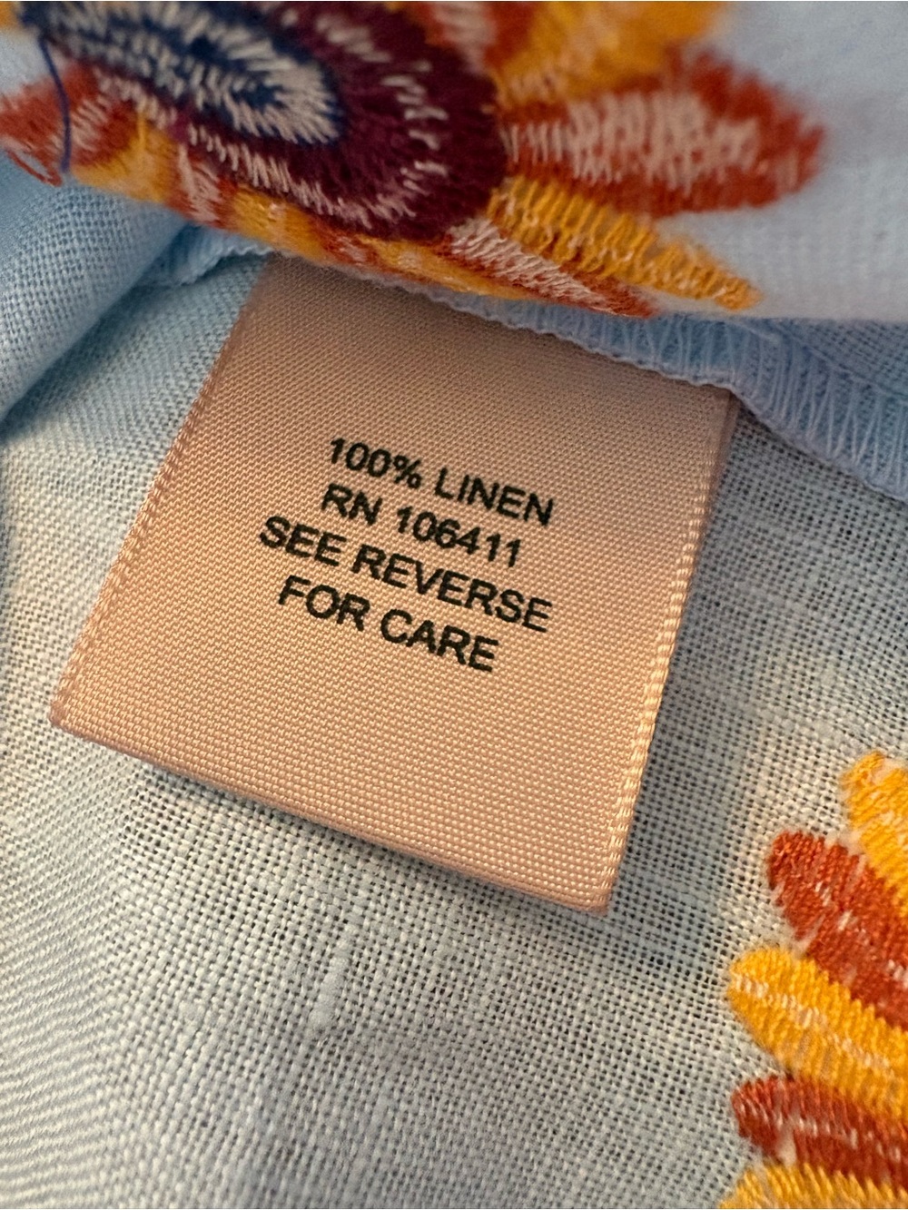 Philosophy Light Blue 100% Linen Dress with Embroidery - Picture 12 of 13